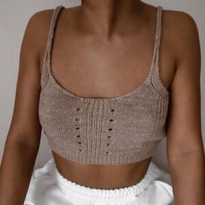ASOS Knit Bralette Crop Top Tan US 4 Small Wool